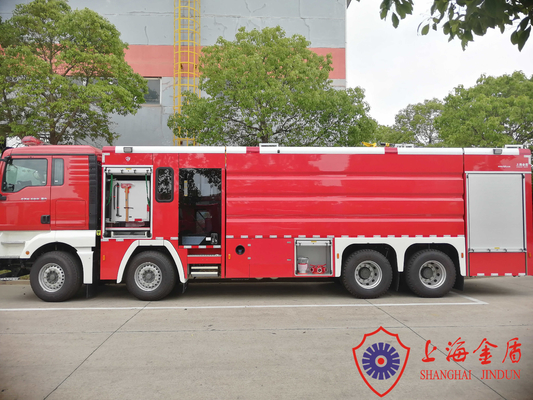 Heavy Duty 8x4 Drive Foam Tanker Fire Truck With Separete Crew Room Six Seats